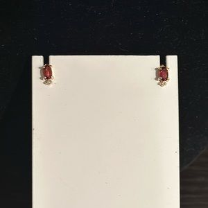 14 karat gold, diamond and garnet earrings
